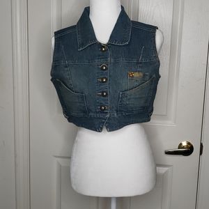 🤯3/$12 Street Blues Denim Crop Vest Medium